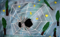 Die Filz-Spinne im Draht-Netz