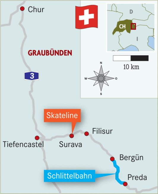 Schweiz: Schlittelbahn Preda-Bergn - Badische Zeitung TICKET