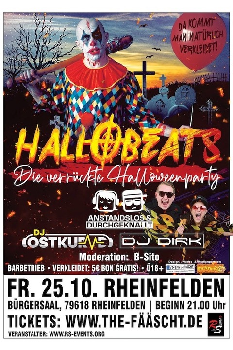 HALLOBEATS- Die verrckte Halloweenparty! - The Fscht - Rheinfelden - 25.10.2024 21:00