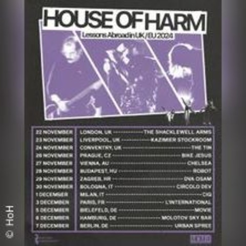 House of Harm (Postpunk, USA) - BIELEFELD - 05.12.2024 20:00