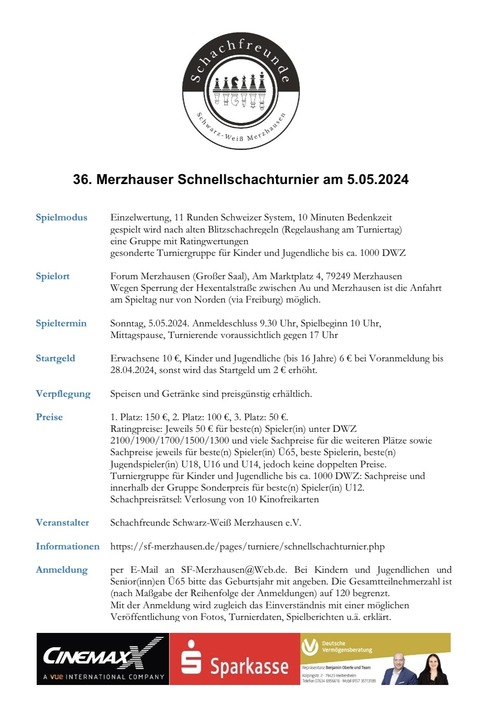 Merzhauser Schnellschachturnier - Merzhausen - 05.05.2024 09:30