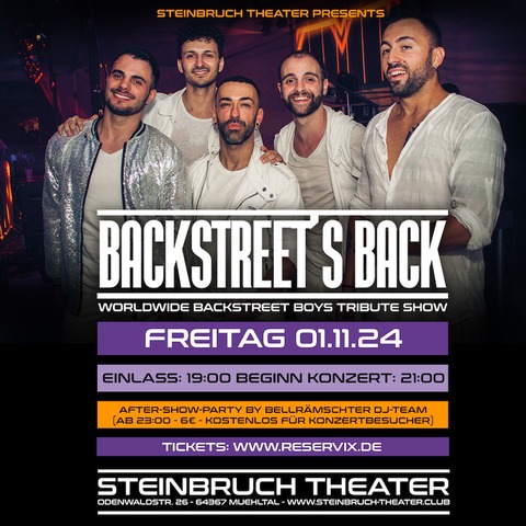 Backstreets Back - Worldwide Backstreet Boys Tribute Show - Mhltal - 01.11.2024 21:00