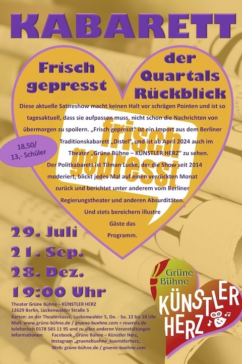 Frisch gepresst - Berlin - 21.09.2024 19:00