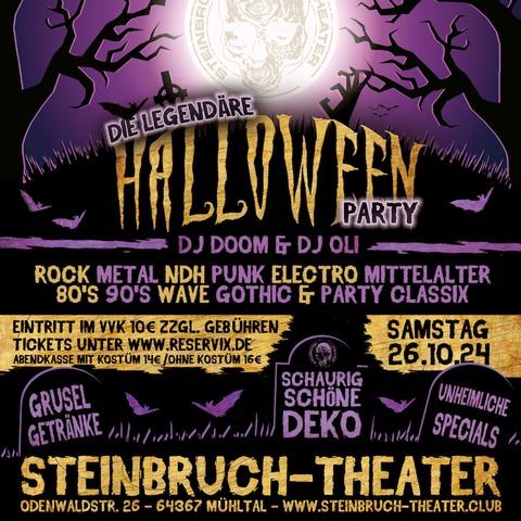 Die legendre Halloween Party 2024 - Mhltal - 26.10.2024 21:00