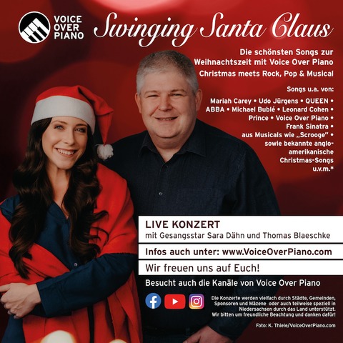 Swinging Santa Claus - Christmas meets Rock, Pop & Chanson - Gesangsstar Sara Dhn und Pianist und Entertainer Thomas Blaeschke - Unplugged - Achim - 19.12.2024 19:00