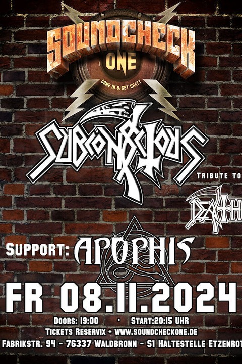 SUBCONSCIOUS (mit Death Tribute Set) - Apophis - A Tribute to Death - Waldbronn - 08.11.2024 19:00