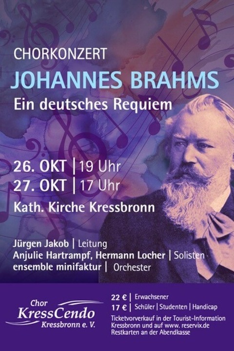 Chor KressCendo e. V.: &#8222;Ein deutsches Requiem&#8220; von Johannes Brahms - SONNTAG - Kressbronn a. B. - 27.10.2024 17:00