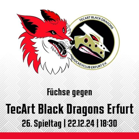 26. Spieltag: Fchse Duisburg - TecArt Black Dragons Erfurt - Duisburg - 22.12.2024 18:30