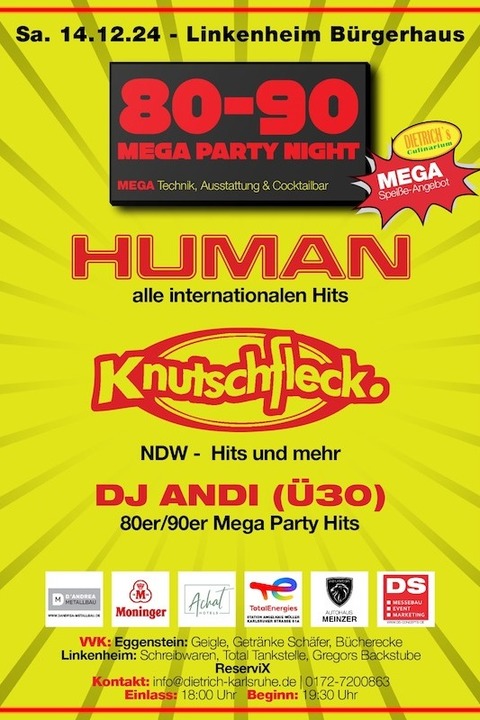 2. MEGAPARTYNIGHT - Human, Knutschfleck und DJ Andi -  - 14.12.2024 19:30