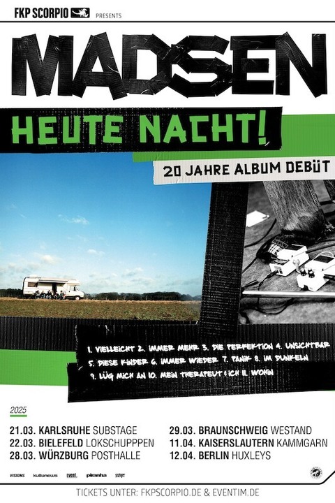 MADSEN - Heute Nacht! 20 Jahre Album Debt Tour - Karlsruhe - 21.03.2025 20:00