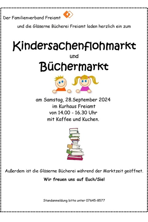 Kindersachenflohmarkt + Bcherflohmarkt - Freiamt - 28.09.2024 14:00