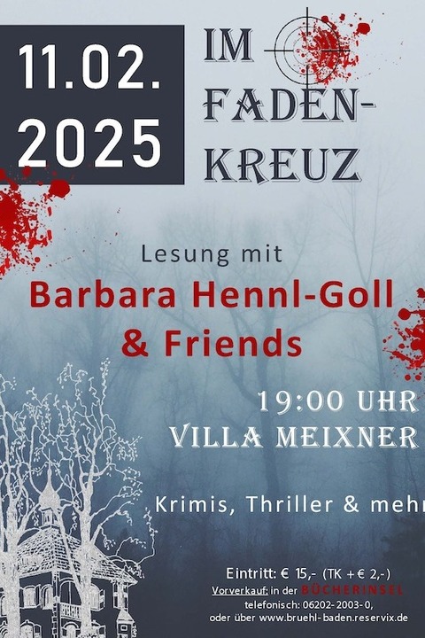 Im Fadenkreuz - Krimis, Thrilller & mehr - Barbara Hennl-Goll & Friends - Brhl - 11.02.2025 19:00