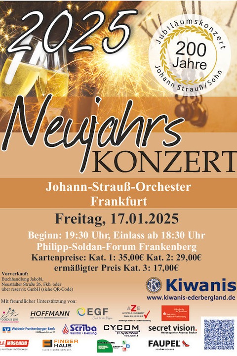 Neujahrskonzert 2025 - mit dem Johann-Strau-Orchester Frankfurt - FRANKENBERG - 17.01.2025 19:30