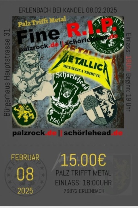 Palz trifft Metal - Support: Wetallica - Erlenbach bei Kandel - 08.02.2025 19:00