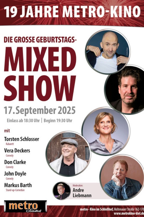 DIE GROSSE GEBURTSTAGS MIXED SHOW - 19 Jahre metro-Kino - Kiel - 17.09.2025 19:30