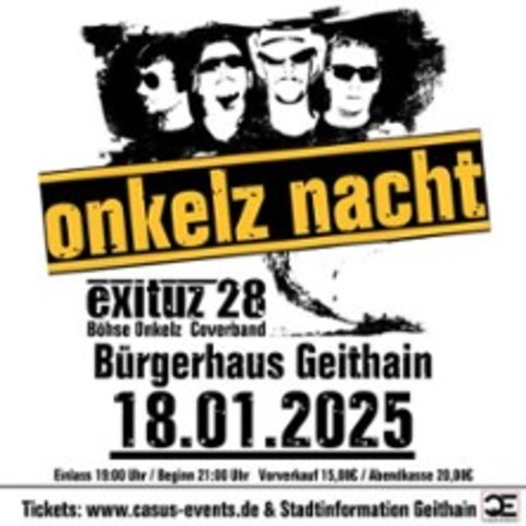 Onkelz Nacht Geithain mit Exituz28 - Brgerhaus Geithain - Geithain - 18.01.2025 19:00