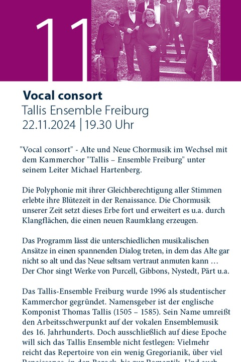 Tallis Ensemble - Freiburg - 22.11.2024 19:30