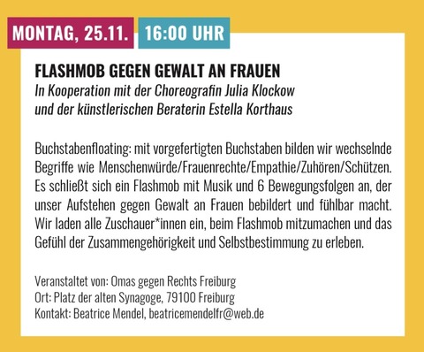 Buchstabenfloating und Flashmob gegen Gewalt an Frauen - Freiburg - 25.11.2024 16:00