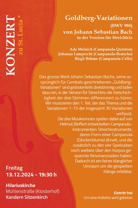 Konzert zum Lichterfest St. Lucia - Kandern - 13.12.2024 19:30