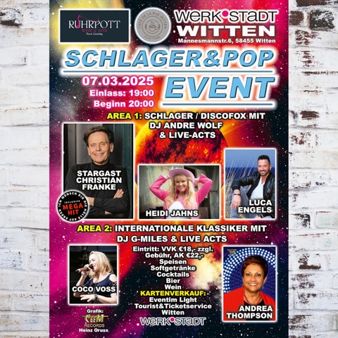 Schlager und Pop Event - Witten - 07.03.2025 20:00