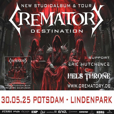 CREMATORY - Destination Tour 2025 - Support: Eric Hutchence + Hels Throne - Potsdam - 30.05.2025 20:00
