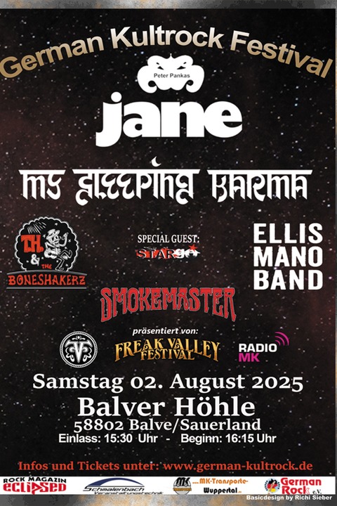German Kultrock Festival - Jane (PP), My Sleeping Karma, Ellis Mano Band, T.H. & The Boneshakerz, Smokemaster, Stargo - Balve - 02.08.2025 16:15