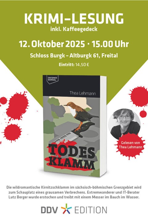 Krimi-Lesung mit Thea Lehmann: &#8222;Todesklamm&#8220; - FREITAL - 12.10.2025 16:00