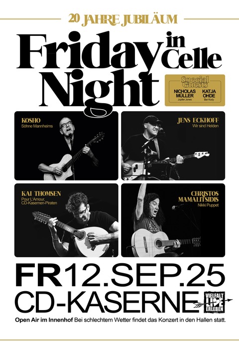 Friday Night Trio - Kultur im Innenhof - &#8222;Nacht der Gitarren&#8220; feiert 20 Jahre - Ein Jubilum voller Gitarren-Exzellenz! - Celle - 12.09.2025 19:30