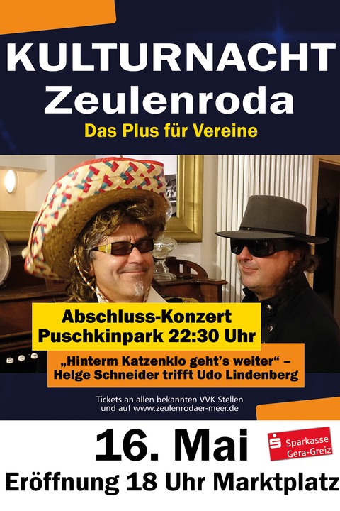11.Kulturnacht Zeulenroda - &#8222;Das Plus fr Vereine - Zeulenroda-Triebes - 16.05.2025 18:00