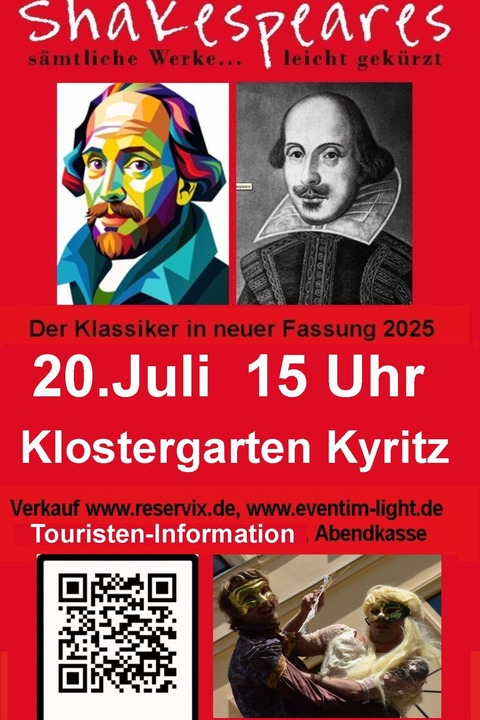 Shakespeares smtliche Werke - leicht gekrzt - Gastspiel Klostergarten Kyritz - Kyritz - 20.07.2025 15:00