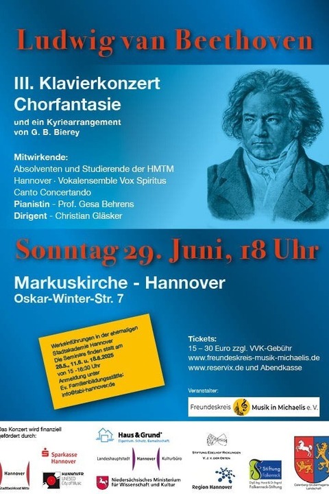 Beethovenprojekt_Markus - III. Klavierkonzert_Chorfantasie;Kyrie - Hannover - 29.06.2025 18:00