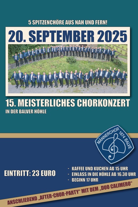 15. Meisterliches Chorkonzert - in der Balver Hhle - Balve - 20.09.2025 17:00