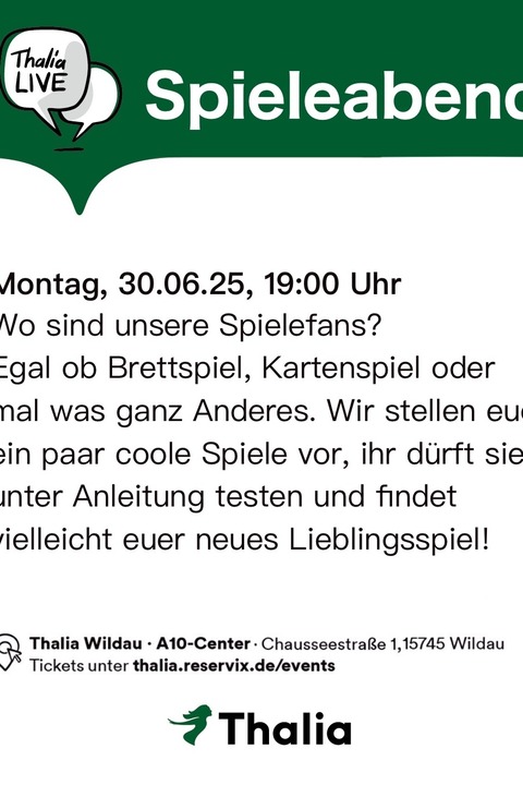 Spieleabend - Wildau - 30.06.2025 19:00