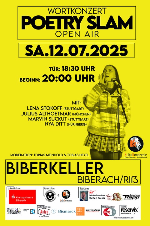 Wortkonzert - Poetry Slam Nr. 26 - OPEN AIR im Biberkeller Biberach - Biberach an der Ri - 12.07.2025 20:00