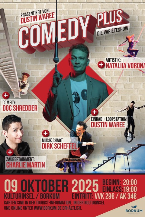 COMEDY PLUS - Variet prsentiert von Dustin Waree - Borkum - 09.10.2025 20:00