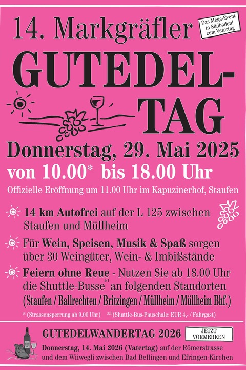 Gutedel-Tag - Staufen - 29.05.2025 10:00