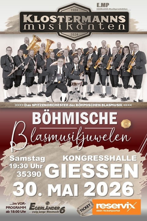 BHMISCHE BLASMUSIKJUWELEN - Das Blasmusik-Highlight in Mittelhessen - Gieen - 30.05.2026 19:30