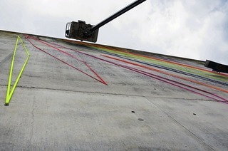 An der Maria Magdalena Kirche im Rieselfeld Freiburg ist eine Kunstinstallation zu sehen