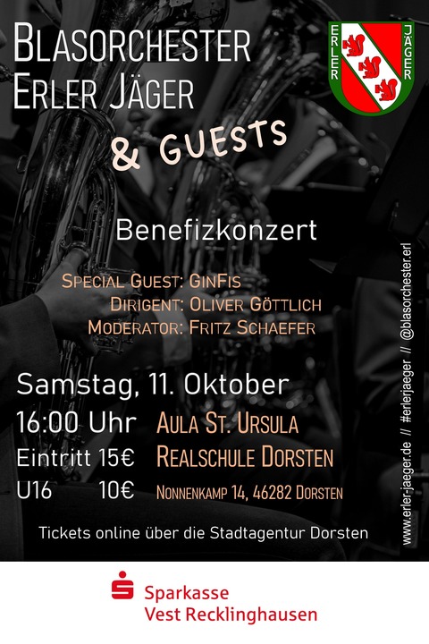 Benefizkonzert: Blasorchester Erler Jger & Guests - Dorsten - 11.10.2025 16:00