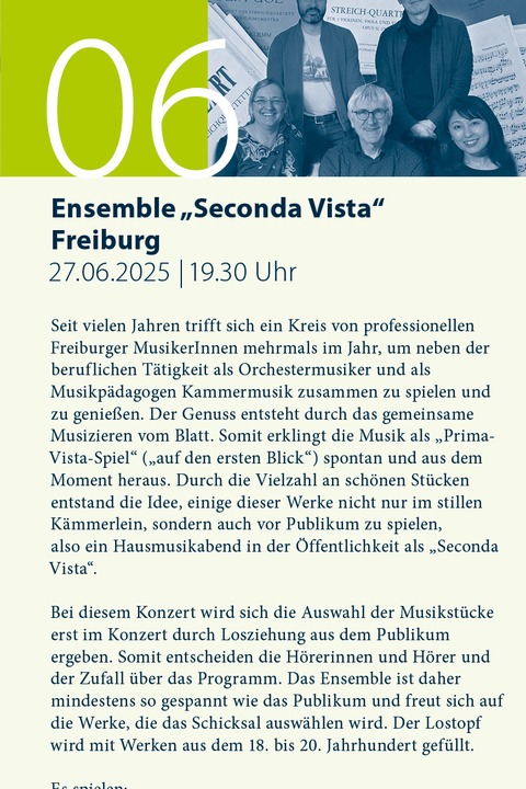 Ensemble "Seconda Vista" in der Kulturkapelle - Freiburg - 27.06.2025 19:30