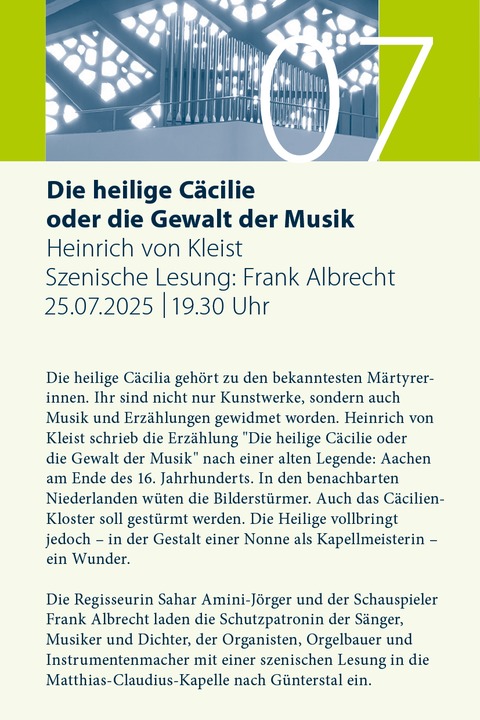 Die heilige Ccilia oder die Gewalt der Musik - Freiburg - 25.07.2025 19:30