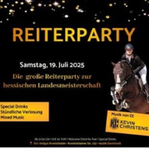 Reiterparty zur hessischen Landesmeisterschaft | Kranichstein Events - DARMSTADT-KRANICHSTEIN - 19.07.2025 21:00