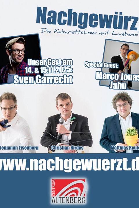Nachgewrzt - Die Kabarettshow mit Liveband - Gste: Sven Garrecht & Marco Jonas Jahn - Oberhausen - 15.11.2025 20:00