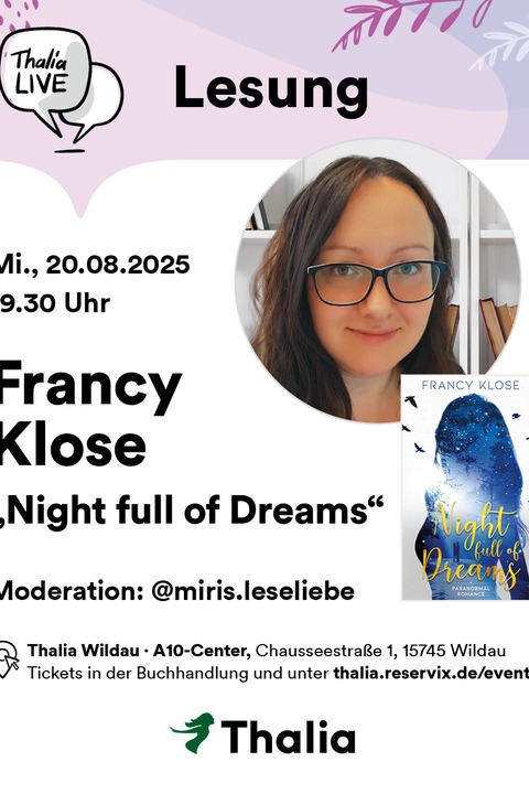 Lesung mit Francy Klose - Wildau - 20.08.2025 19:30