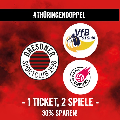 #ThringenDoppel - Kombiticket vs. Suhl/Erfurt - Dresden - 18.12.2025 19:00