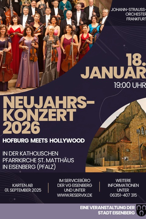 Neujahrskonzert mit dem Johann-Strau-Orchester Frankfurt - in der Katholischen Pfarrkirche St. Matthus in Eisenberg (Pfalz) - Eisenberg - 18.01.2026 19:00