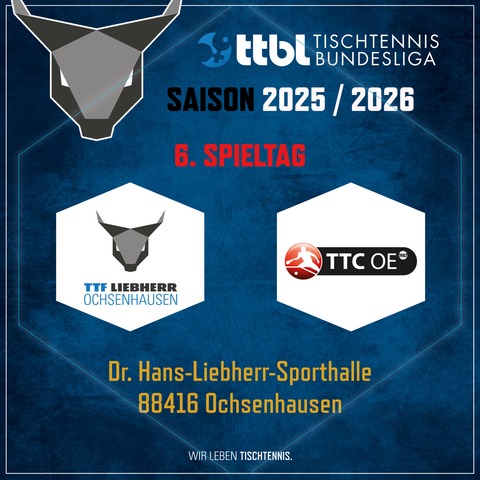 TTF Liebherr Ochsenhausen vs. TTC OE Clarity Tel. Bad Homburg - Ochsenhausen - 24.10.2025 19:00