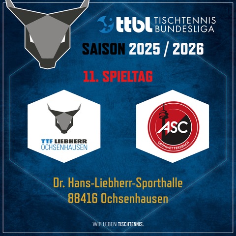 TTF Liebherr Ochsenhausen vs. ASC Grnwettersbach - Ochsenhausen - 22.12.2025 19:00