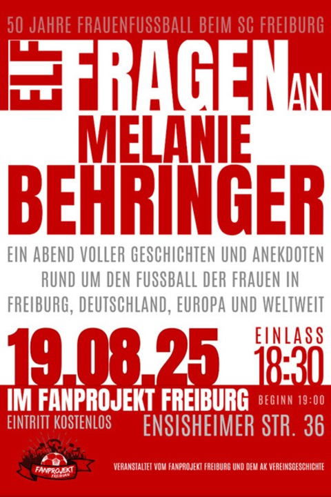 Elf Fragen an Melanie Behringer - Freiburg - 19.08.2025 19:00