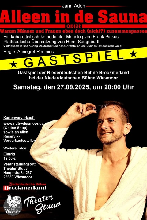 &#8222;Alleen in de Sauna&#8220; - Gastspiel der NDB Brookmerland - Wiesmoor - 27.09.2025 20:00